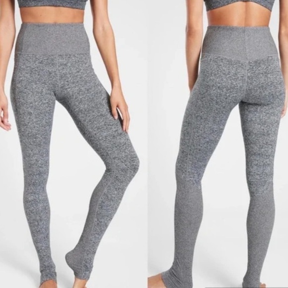 Athleta Womens Exhale Heel Leggings Stash Pocket High Rise Gray Yoga - Picture 1 of 9